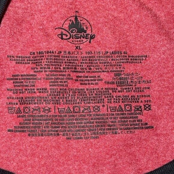 Disney Minnie Mouse Red Ringer Tee With Black Trim Womens XL Cotton Blend - Picture 2 of 6